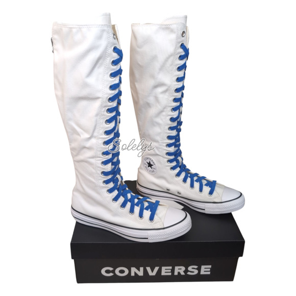Converse CTAS XXHI Womens 8 White Blue Black Canvas Knee High Sneaker Boot NEW - Picture 4 of 10